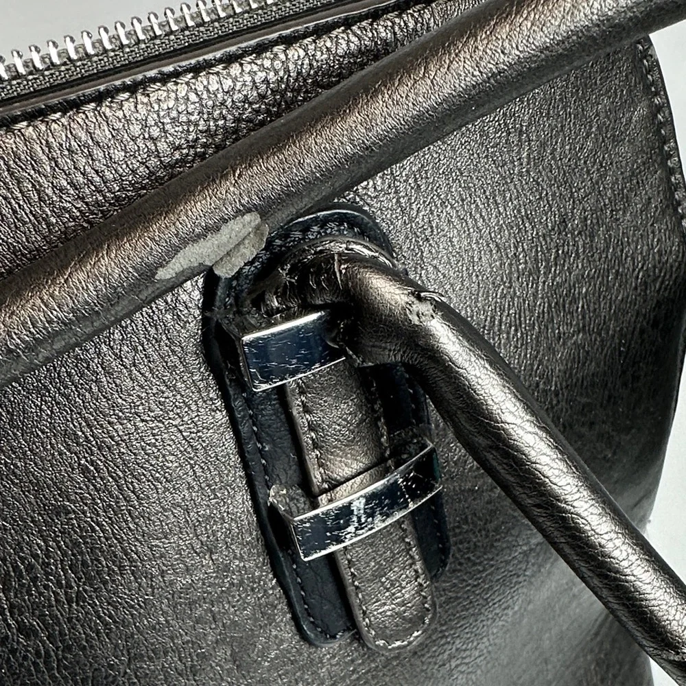 Dark Metallic/Shimmer Faux Leather Handbag/Laptop Tote